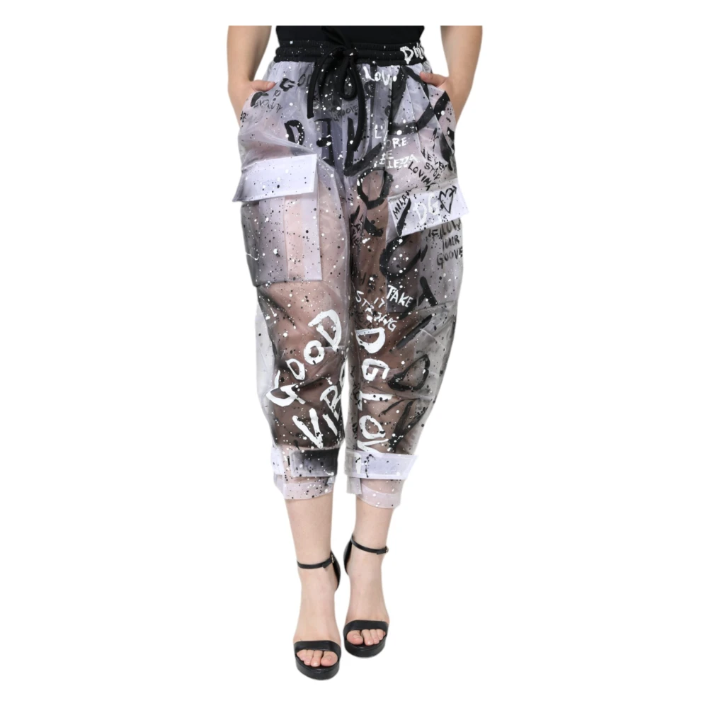 Dolce & Gabbana Women's White Cropped Trousers, S, Mid Waist Cropped Cargo Trousers