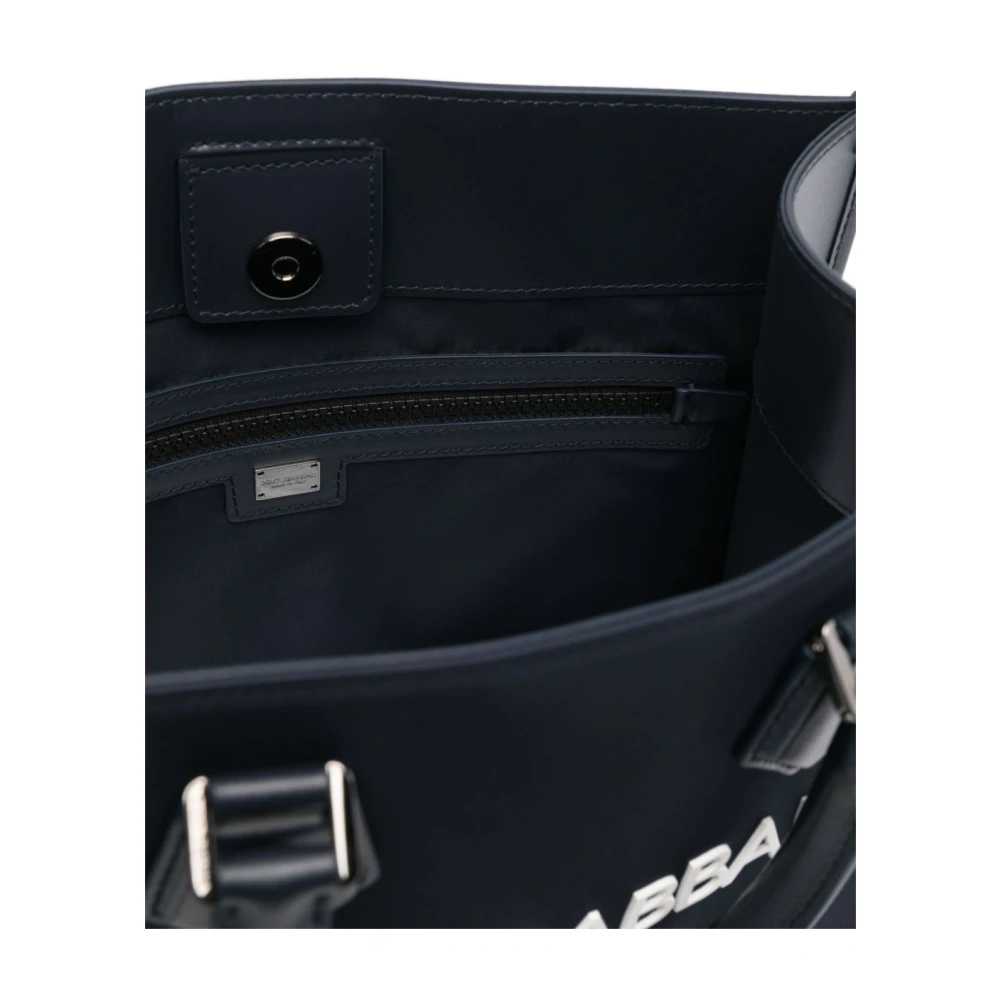 Dolce & Gabbana Blauwe Canvas Leren Schoudertas Blue Heren