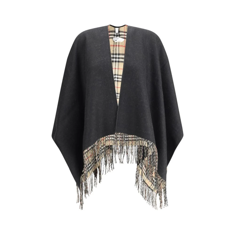 Burberry Sjaal Poncho met franjes Gebreide kleding