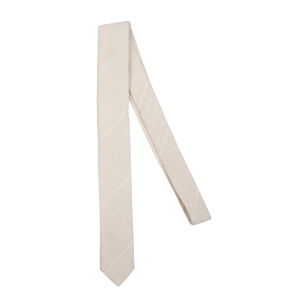 Eleventy Wollen Stropdas Beige Unisex