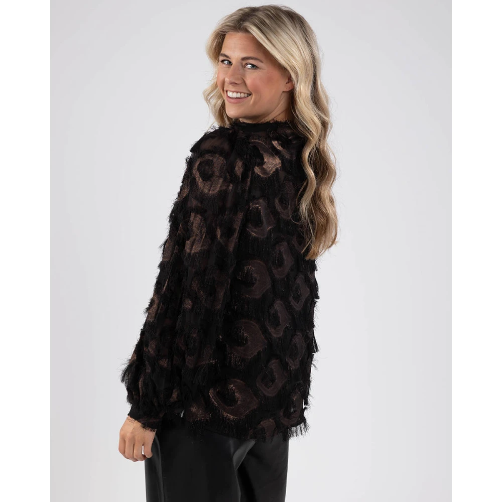 Nukus Lurex Top Gabriel Lange Mouw Black Dames