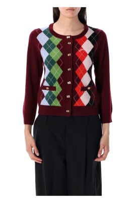 check-wool-knit-cardigan-tawny-port