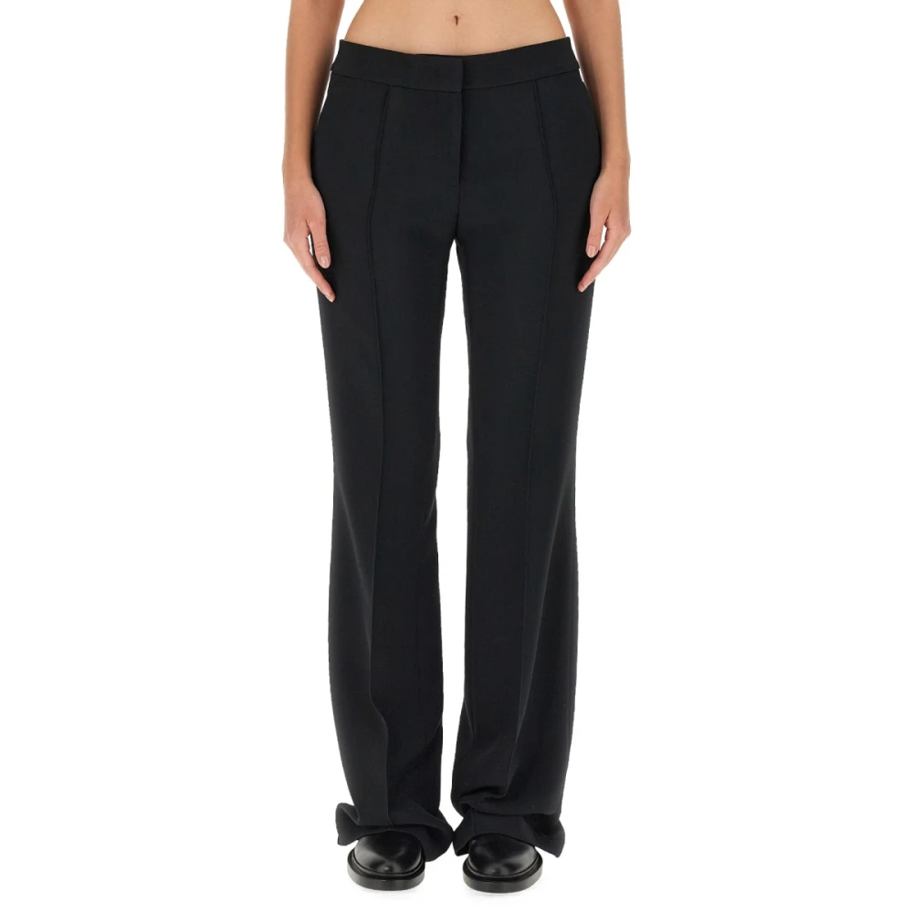 Jil Sander Viscose Blend Broek met verborgen sluiting Black Dames