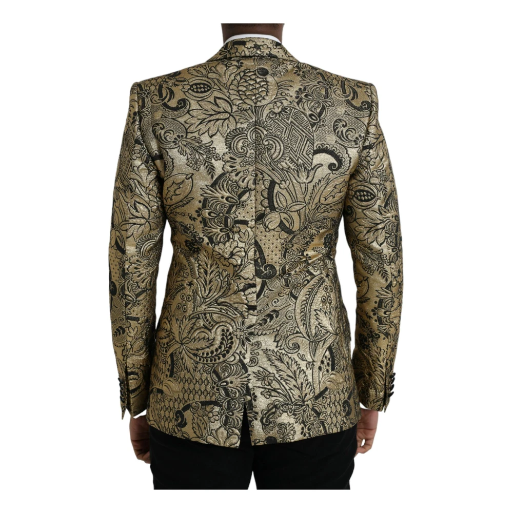 Dolce & Gabbana Gouden Jacquard Blazer Slim Fit Multicolor Heren