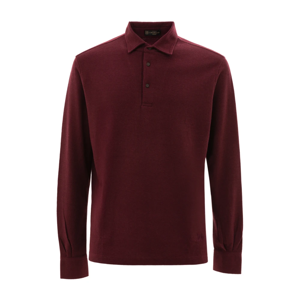 Corneliani Katoen en Kasjmier Polo Shirt Red Heren