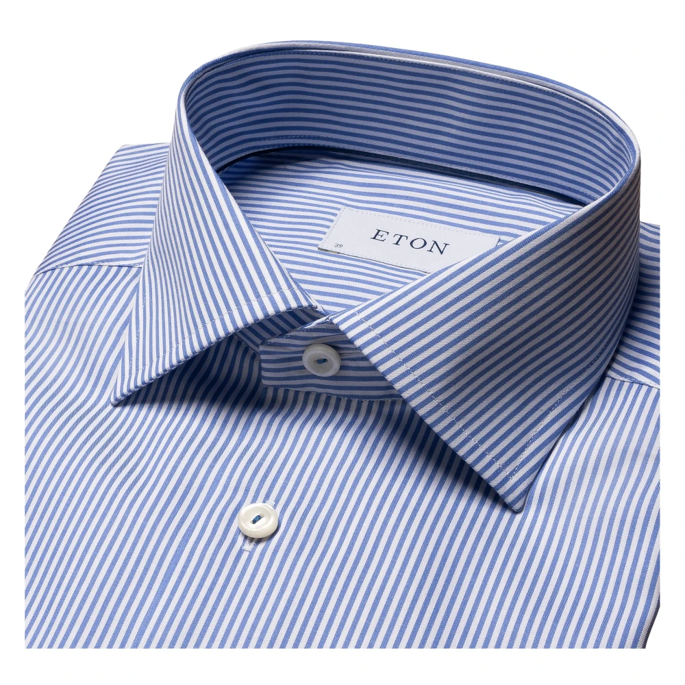 Eton Blauw & Wit Gestreept Slim Fit Overhemd Multicolor Heren