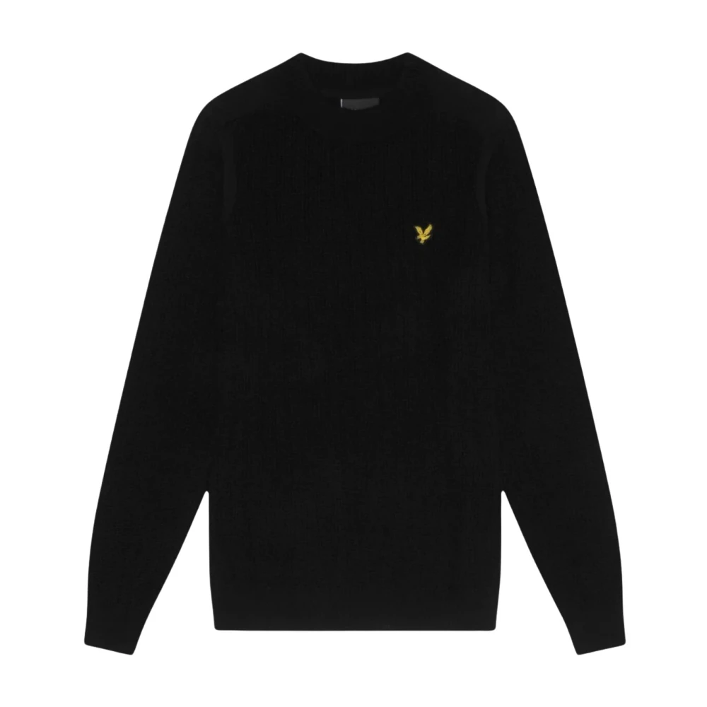 Lyle & Scott Men's Black Round-Neck Knitwear,, Long Sleeve Knitwear Large
