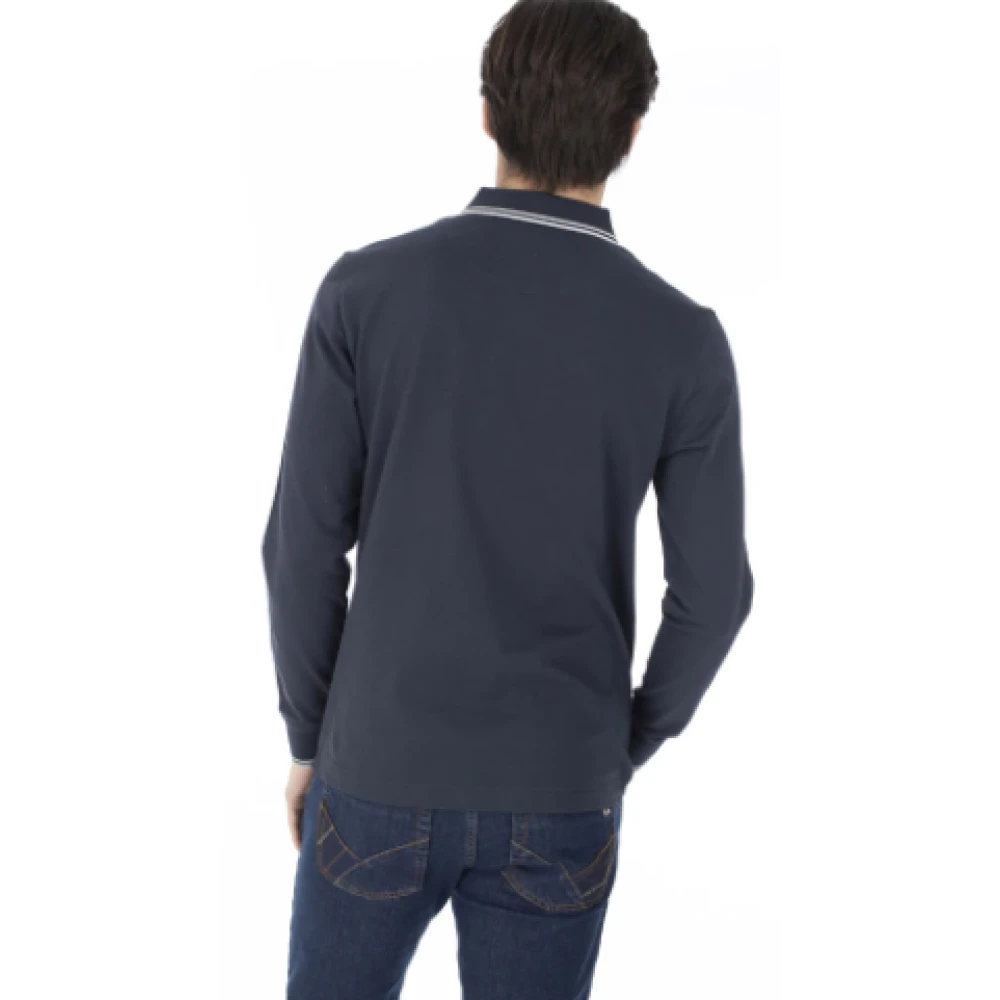 Harmont & Blaine Blauw Gestreept Lange Mouw Katoenen Polo Blue Heren