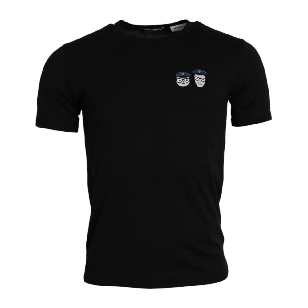 Dolce & Gabbana Men's Black Cotton Crew Neck T-Shirt