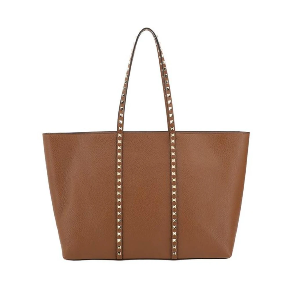 Valentino Garavani Leren tas met studs en handvatten Brown Dames