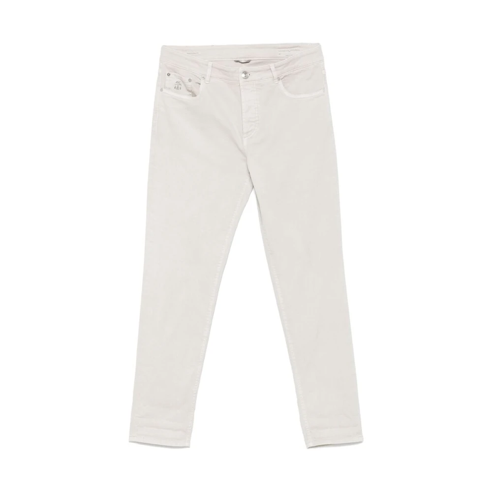 BRUNELLO CUCINELLI Beige Jeans met knoopsluiting en zakken Beige Heren