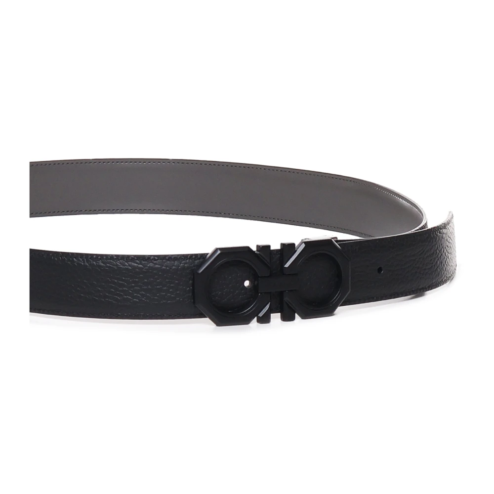 Salvatore Ferragamo Zwart Kalfsleren Gancini Riem Italië Black Heren