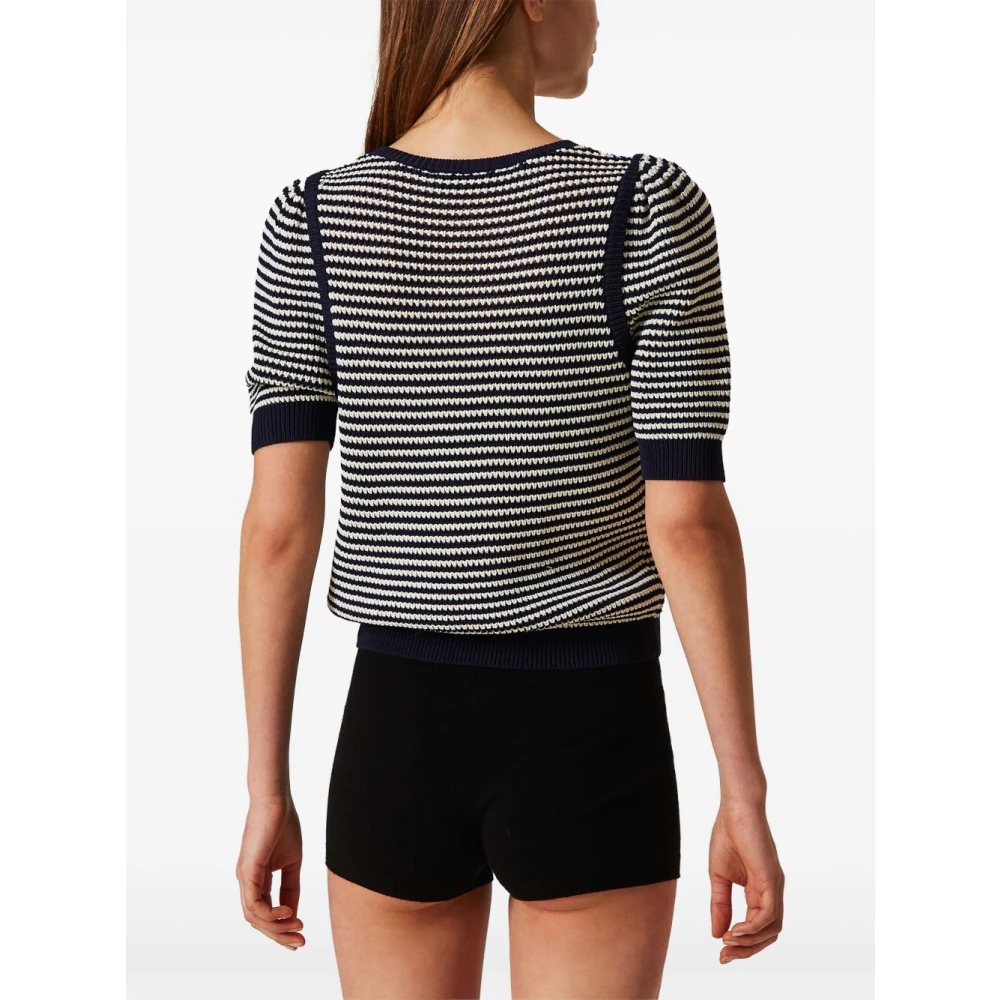 Twinset Navy Blue White Sweater Multicolor Dames