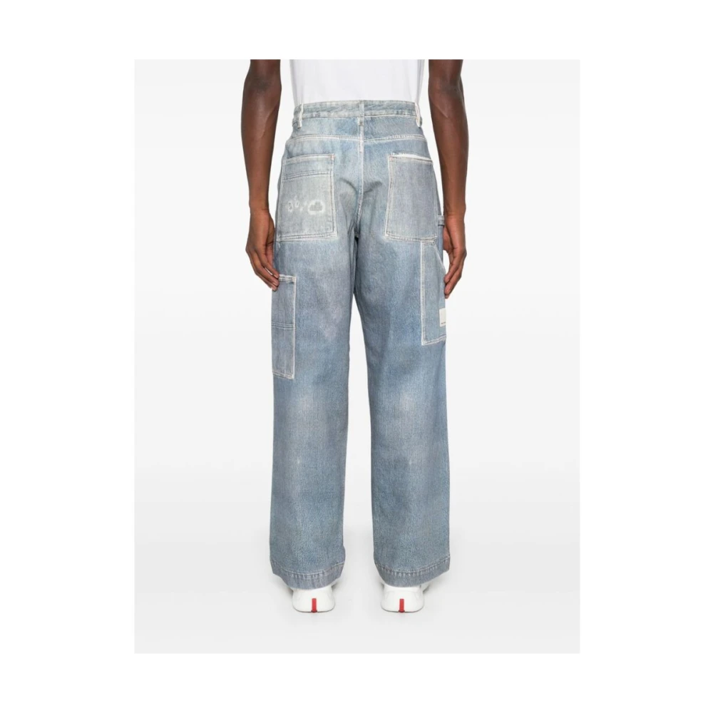 Emporio Armani Lichtblauwe Katoenmix Wide Leg Jeans Blue Heren