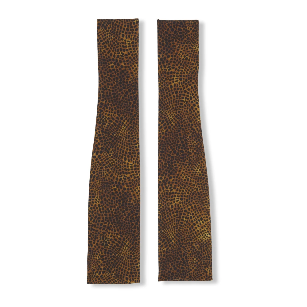 Cortana Women's Brown Silk Animal Print Mittens - Gloves - L - Accessories