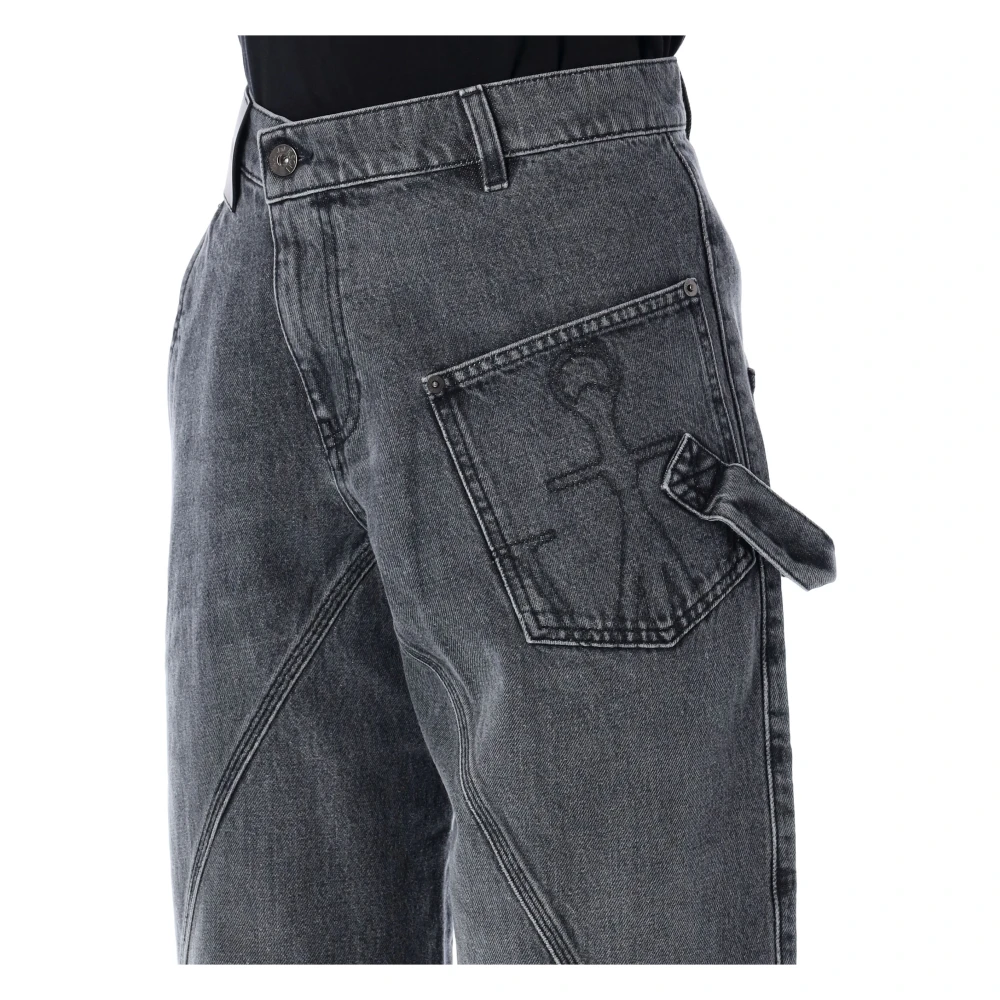 JW Anderson Grijze Twisted Workwear Denim Jeans Gray Dames