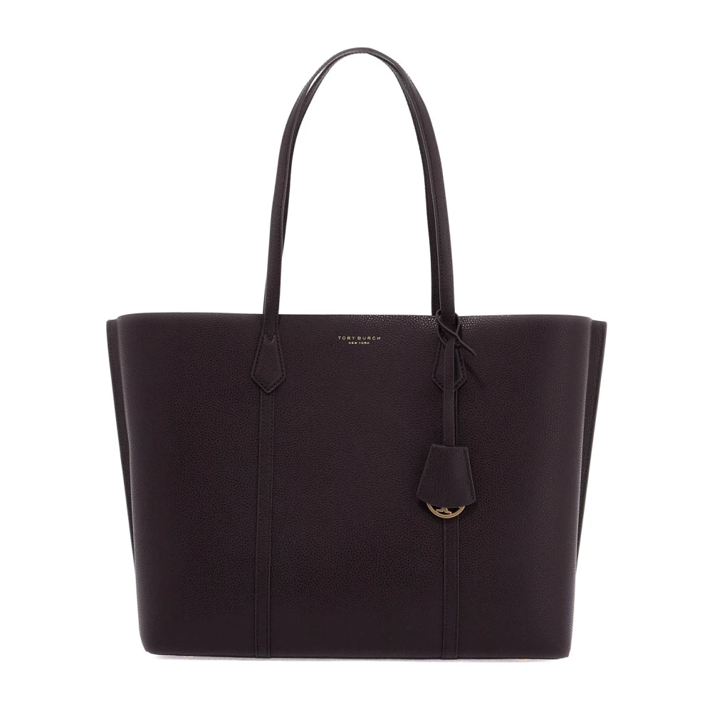 TORY BURCH Winkel tas van generfd leer met logo Purple Dames