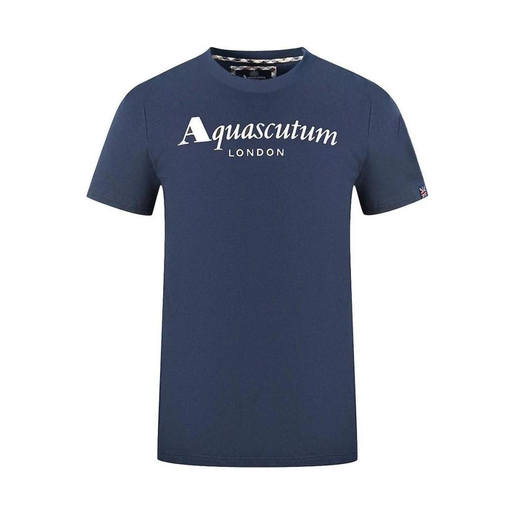 Aquascutum Katoenen T-shirt met Union Jack vlag Blue Heren