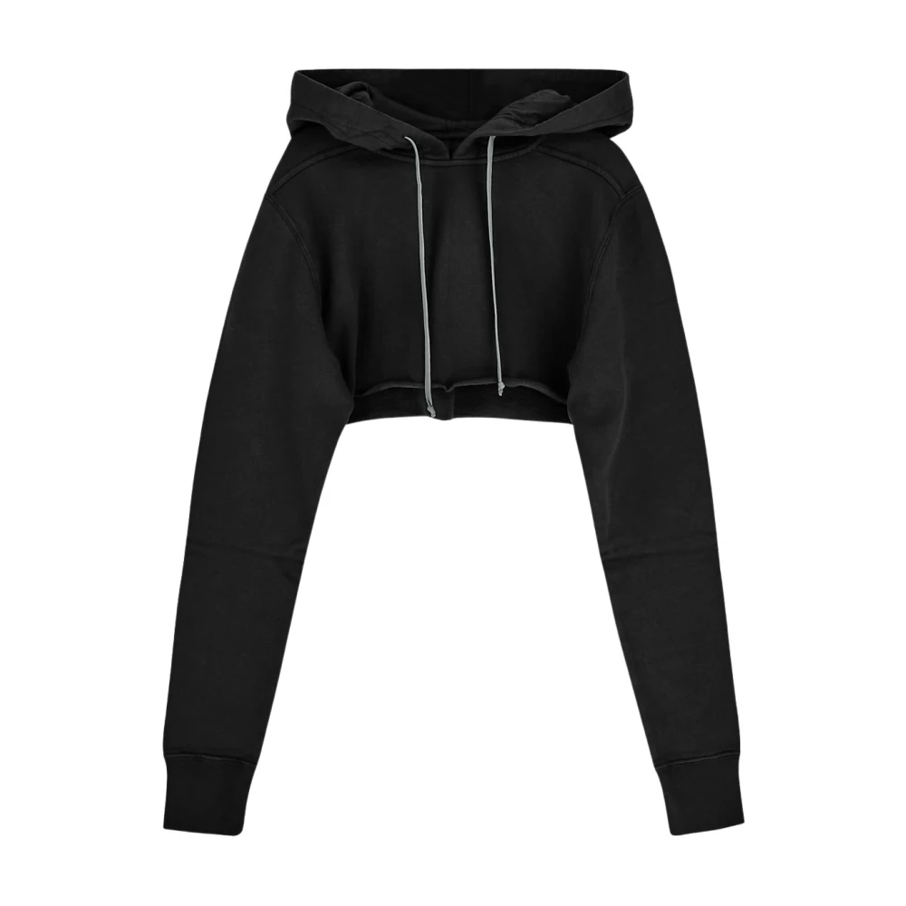 Rick Owens Katoenen Cropped Hoodie Black Dames