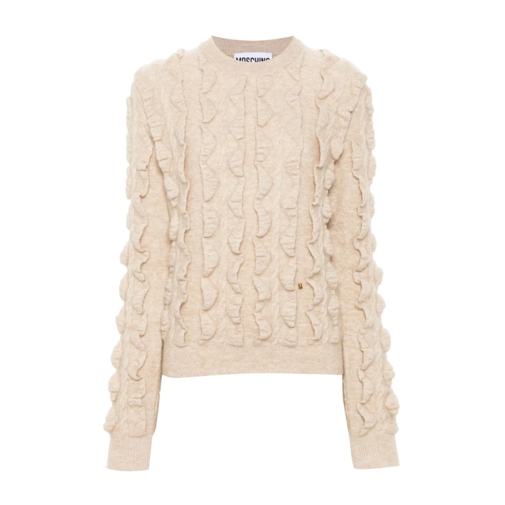 Moschino Ivoor Witte Kabeltrui Beige Dames