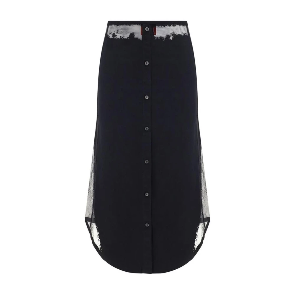 Diesel Asymmetrische Katoenen Rok met Transparante Panelen Black Dames