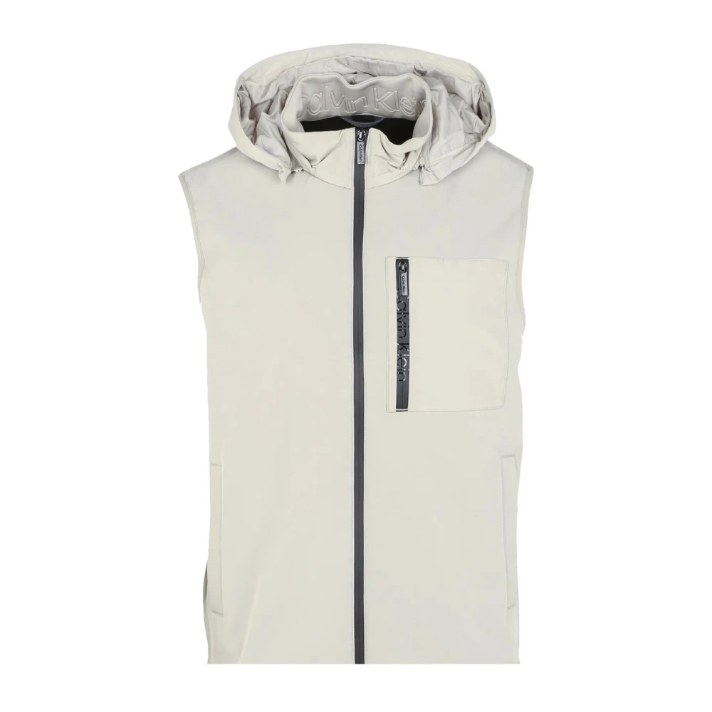 Calvin Klein Heren Softshell Hooded Vest met Zak White Heren