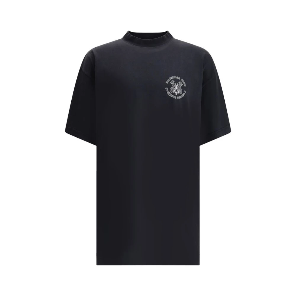 Balenciaga Contrasterend Logo Oversized T-shirt Black Heren