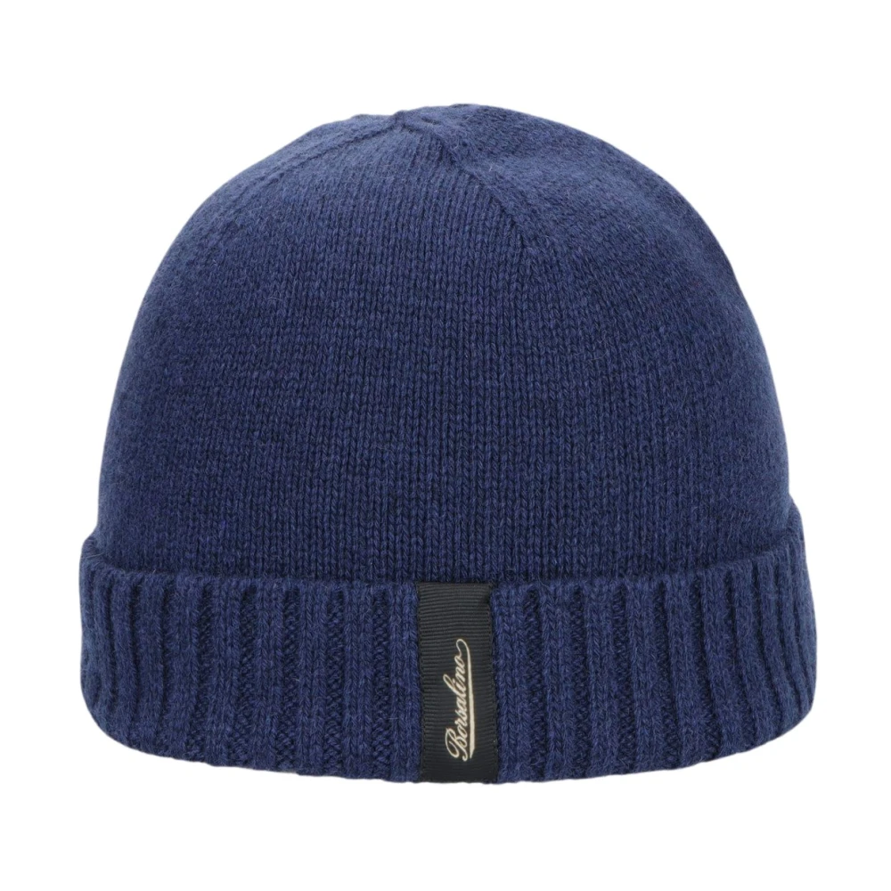 Borsalino Unisex Blue Soft Eco Cashmere Ribbed Beanie