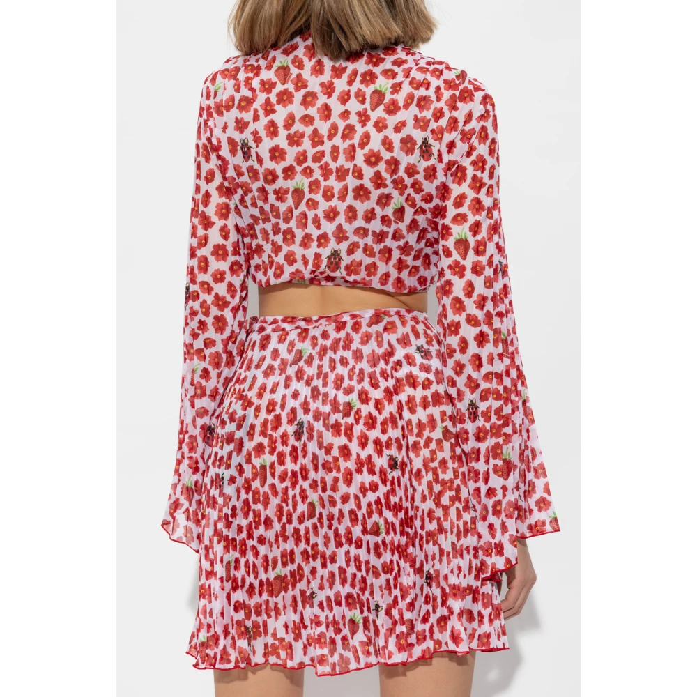 Versace Korte geplooide strandoverhemd Red Dames