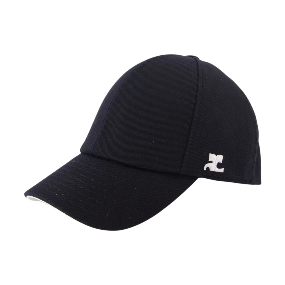 Courrèges Klassieke Katoenen Pet met Geborduurd Logo Black
