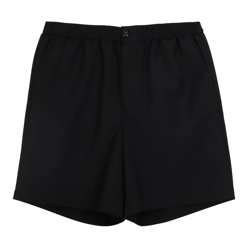 Ami Paris Zwarte shorts met elastische tailleband en zij- en achterzakken Black Heren