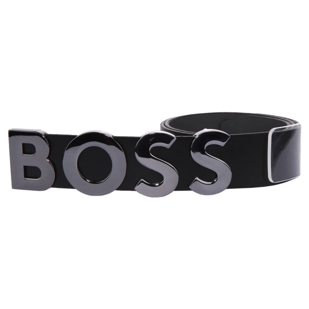 Boss , Belts, Male, Black, 75 Cm, Black Leather Belt