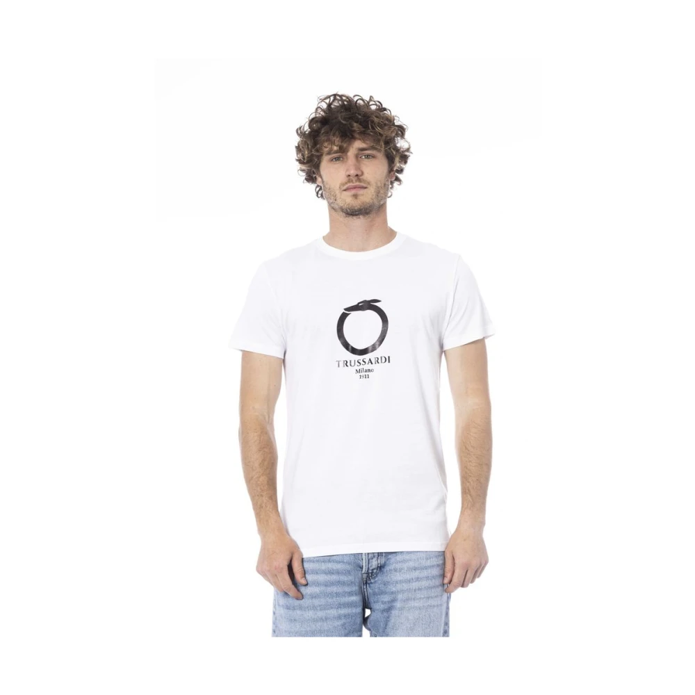 Trussardi Strandkläder T-shirt med logotyptryck White, Herr