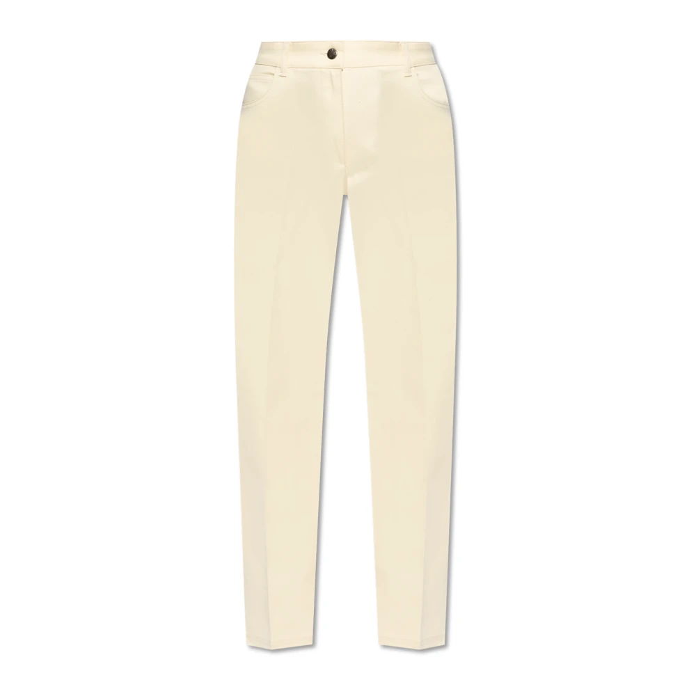 Moncler Beige Katoenen Five Pocket Jeans met Logo Patch Beige Dames