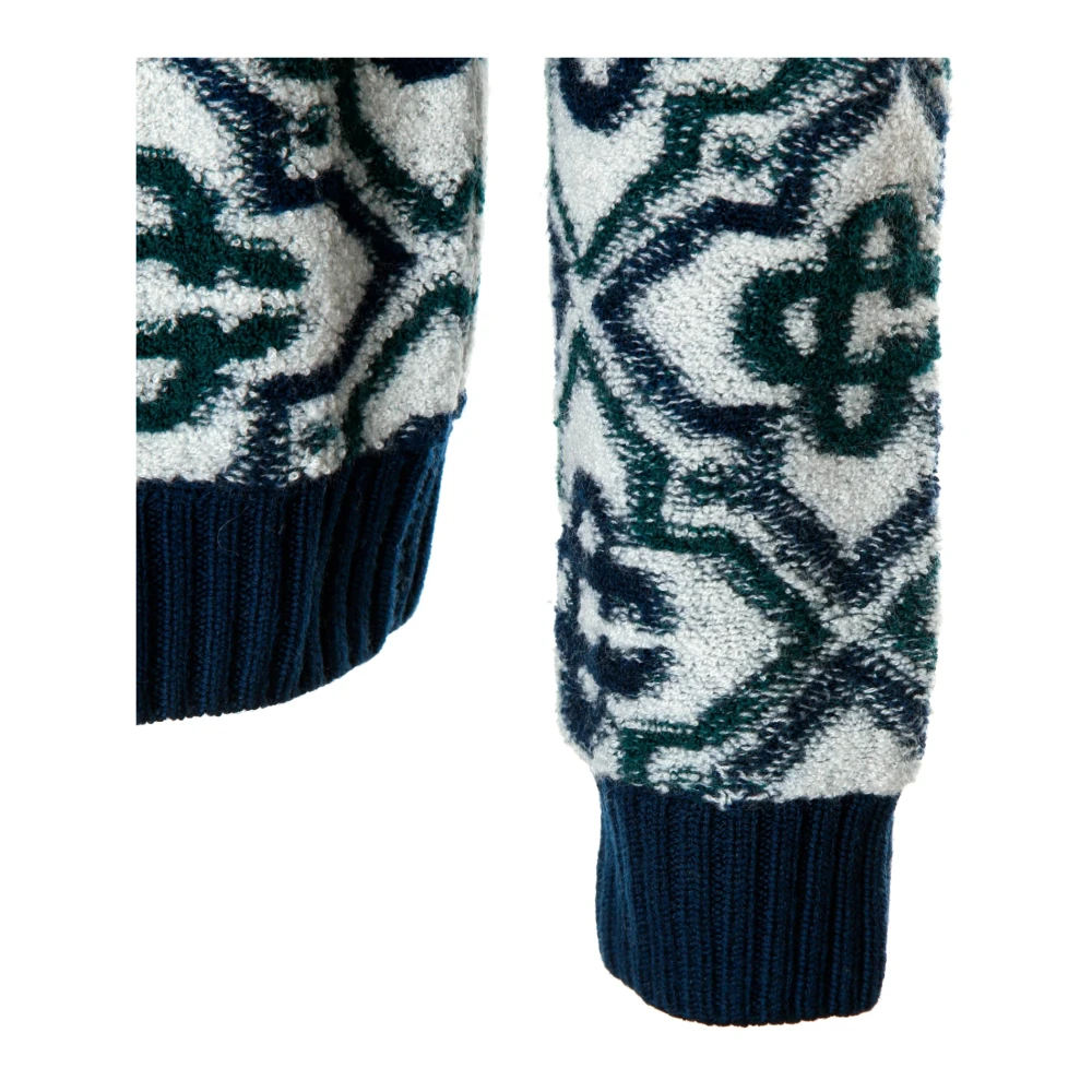Casablanca Monogram Zip Up Sweater Blue Heren