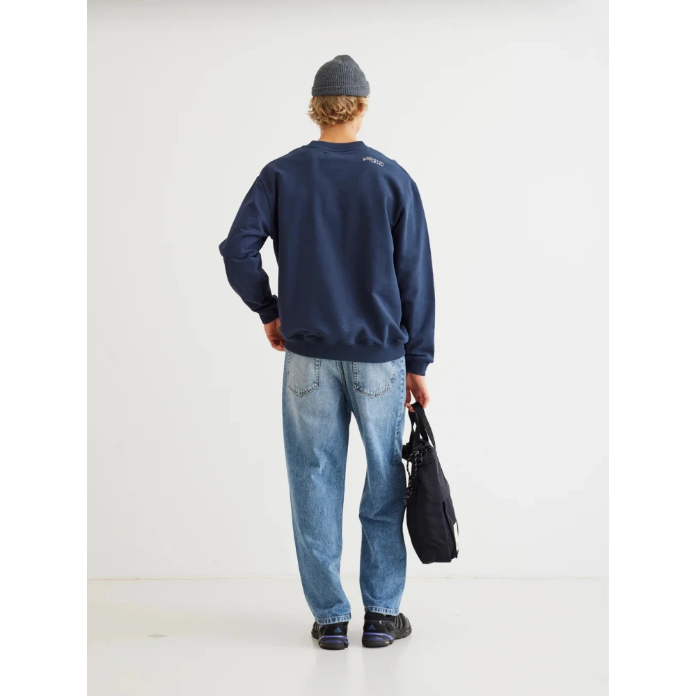 Woodbird Cane Vase Crewneck Sweatshirt met Print Blue Heren