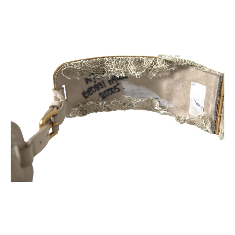 Dolce & Gabbana Elegante gouden parelriem met bloemenpatroon Yellow Dames