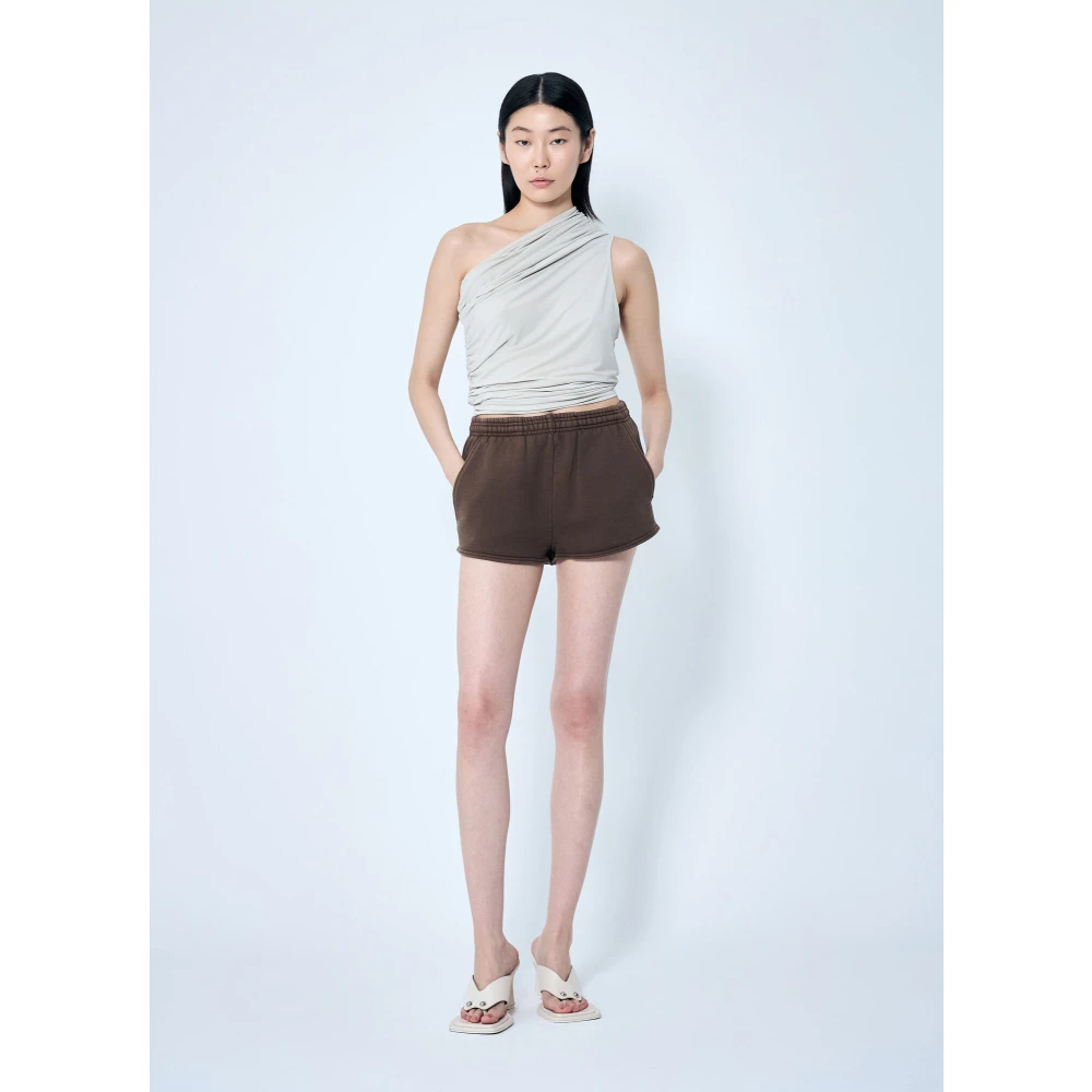 Entire Studios Katoenen Fleece Micro Shorts Brown Dames