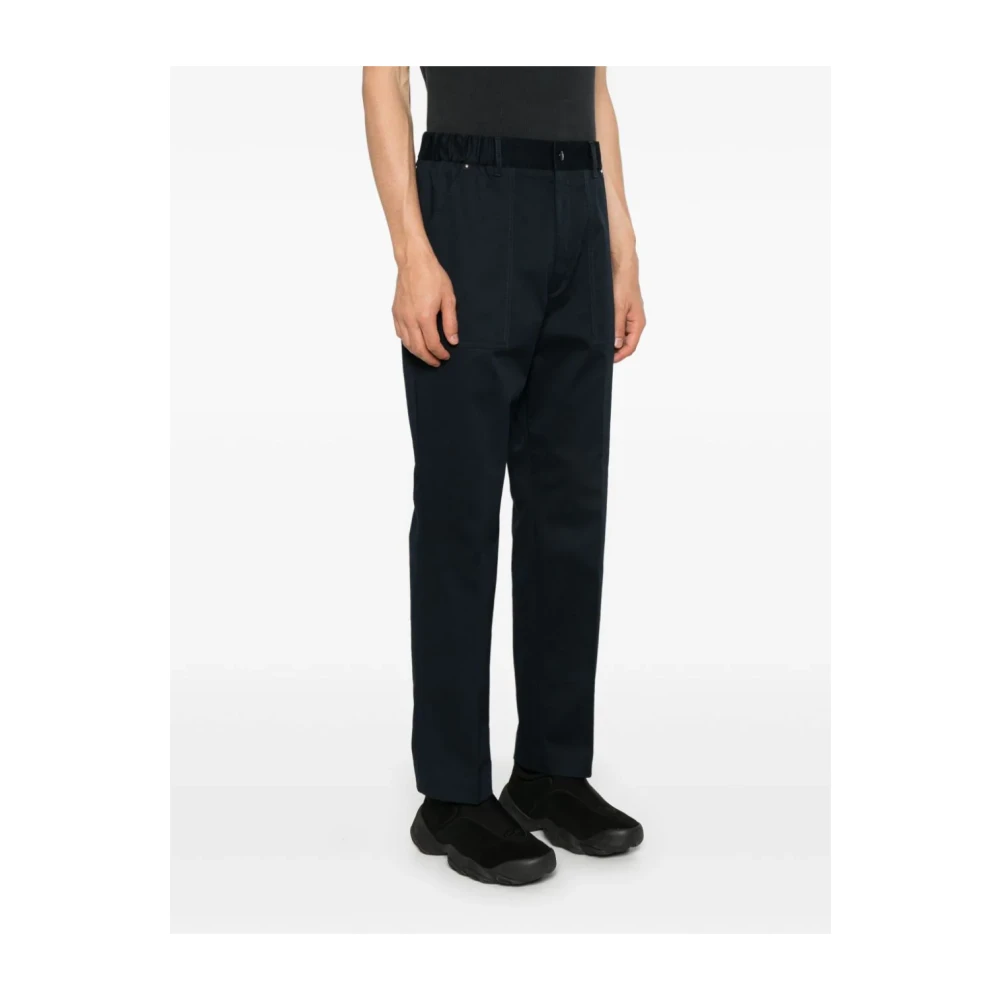 Moncler Marineblauwe Katoenmix Gabardine Broek Blue Heren