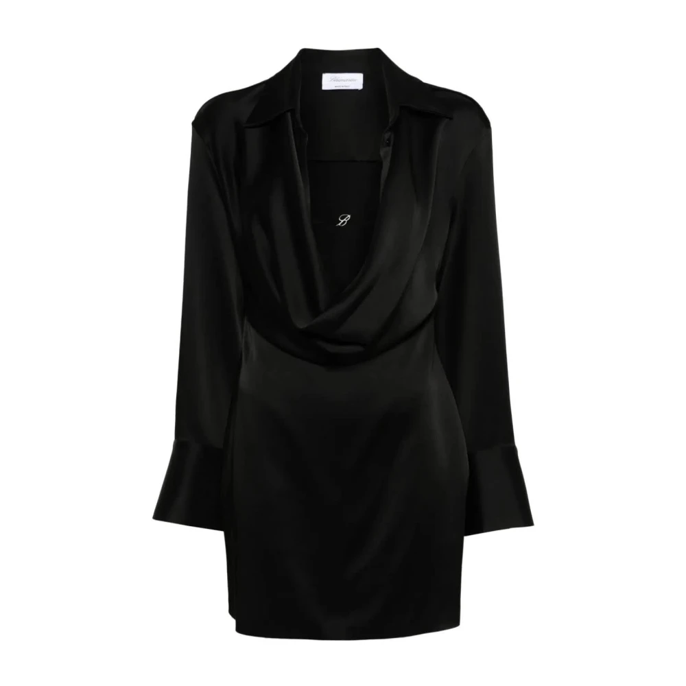 Blumarine Elegante Nero Satijnen Jurk Black Dames