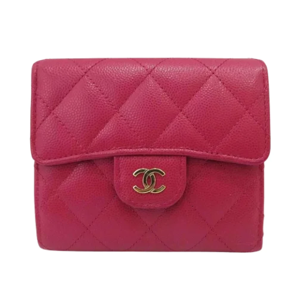 Chanel Vintage Tweedehands Roze Leren Portemonnee Pink Dames
