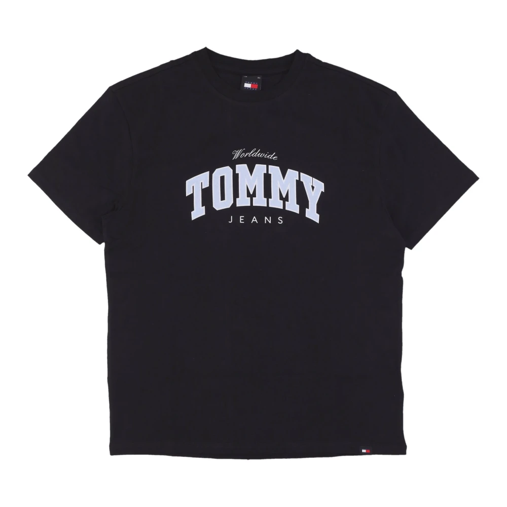 Tommy Hilfiger Zwarte Varsity Tee Korte Mouw T-shirt Black Heren