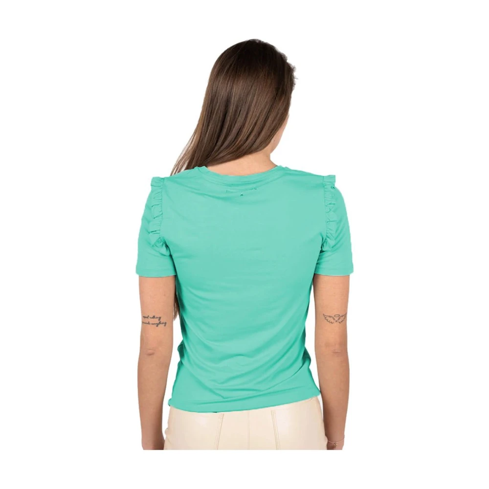 PATRIZIA PEPE Gerimpelde ronde hals viscose top Green Dames