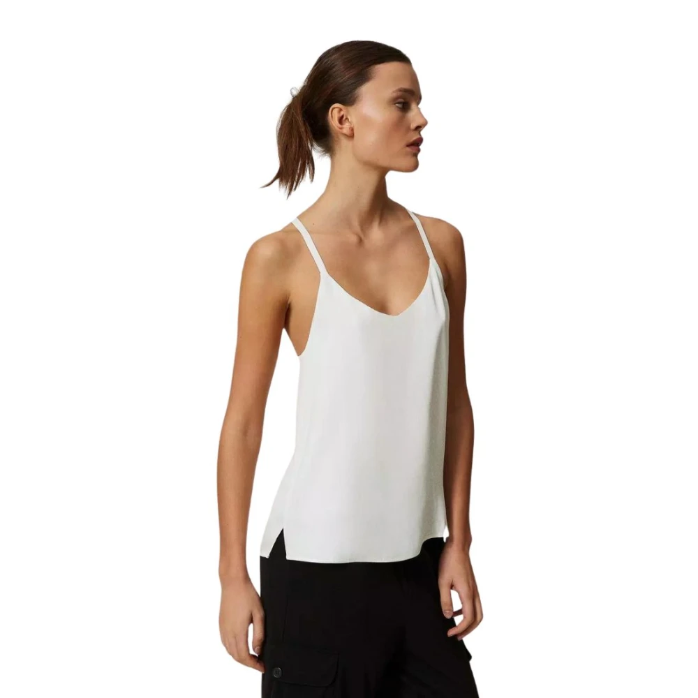 Twinset Lichtgewicht Viscose Top met Dunne Bandjes White Dames
