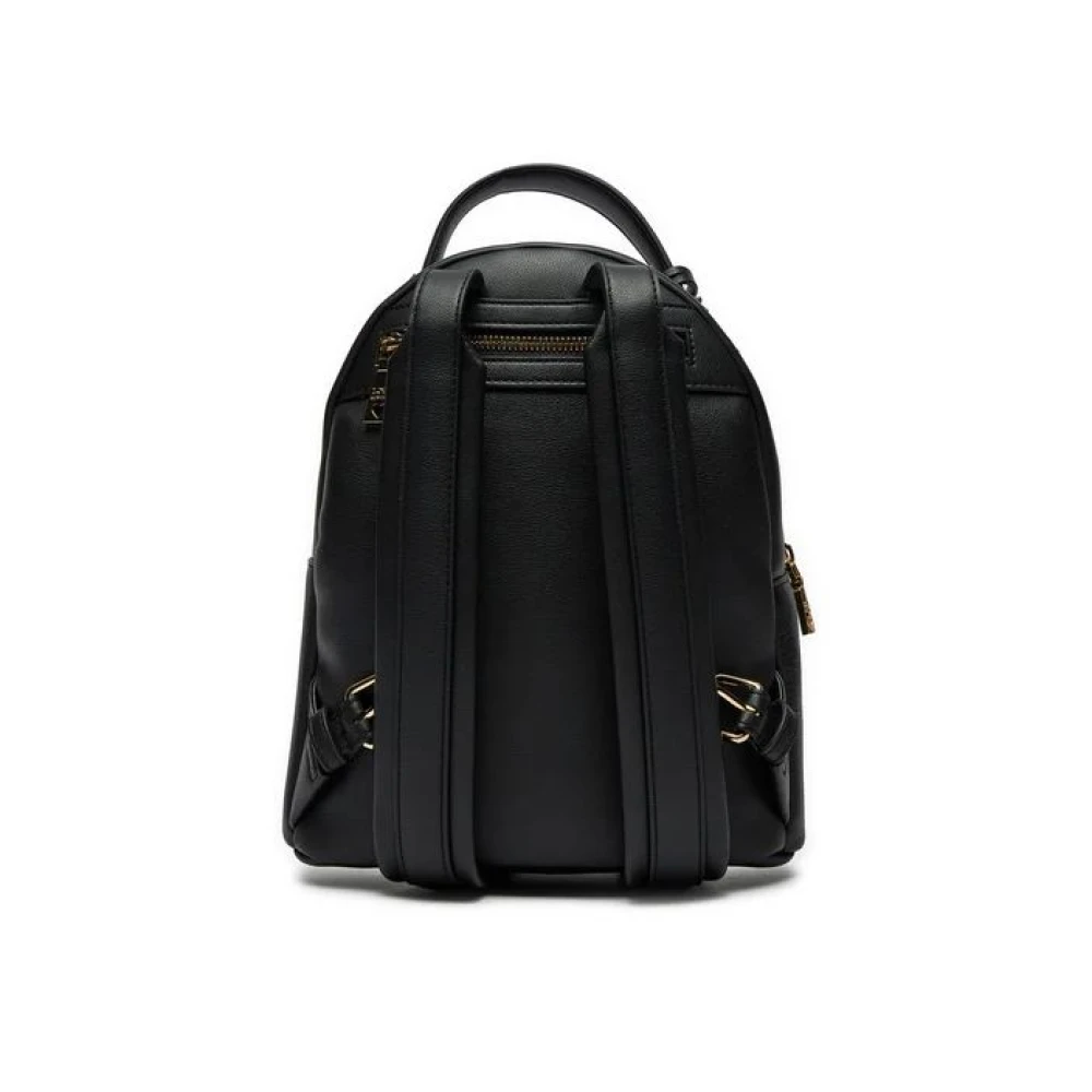 Love Moschino Zwarte leren rugzak met gouden accenten Black Dames