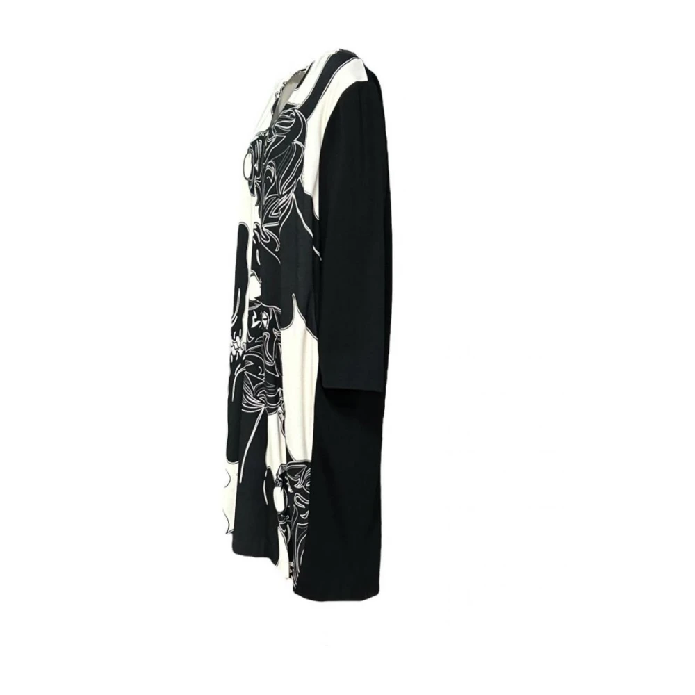 Cavalli Class Polyester Jurk Rechte Lijn V-Hals Black Dames