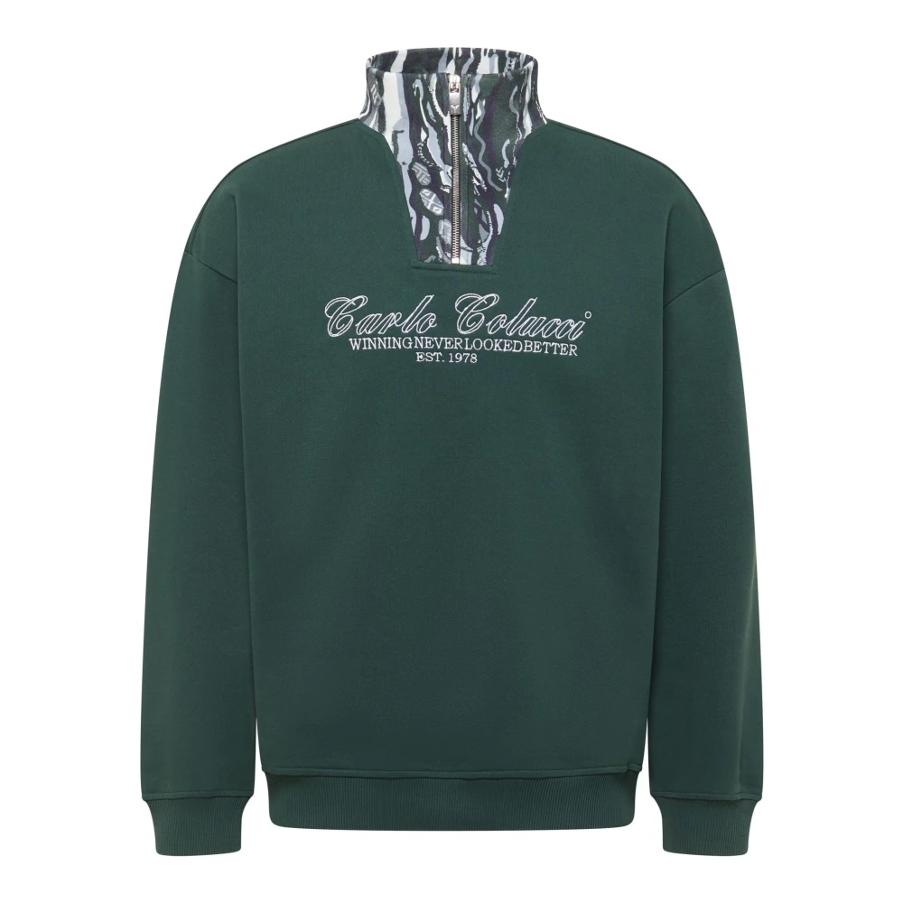 Carlo Colucci Men's Green Sweatshirts, 2XL, Troyer
