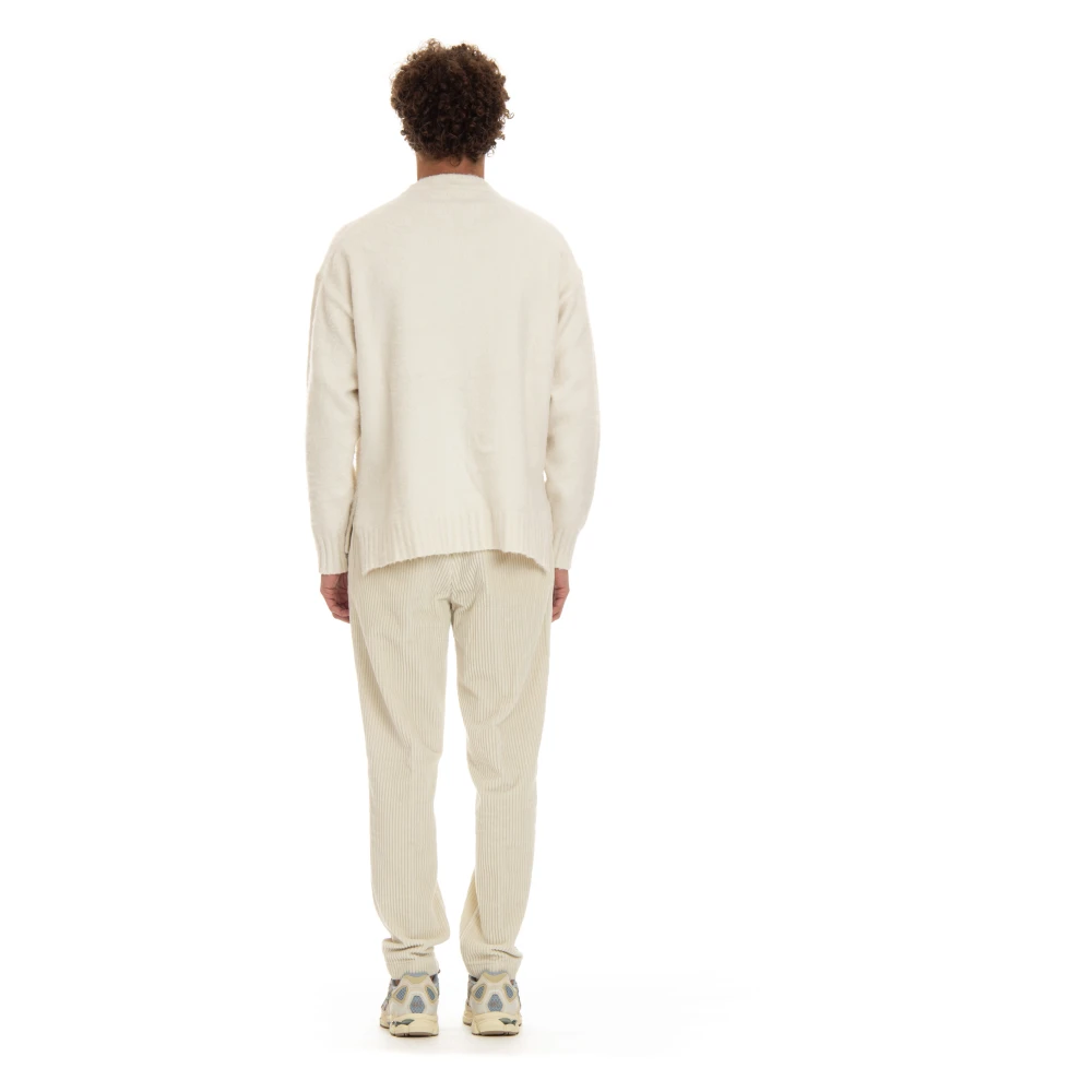 Roberto Collina Oversized Katoenen Trui met Splitten Beige Heren