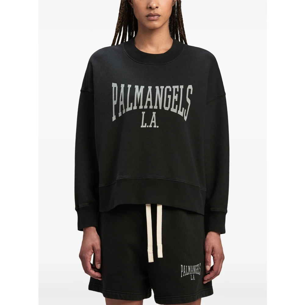 Palm Angels Klassieke College Crew Sweatshirt Black Dames