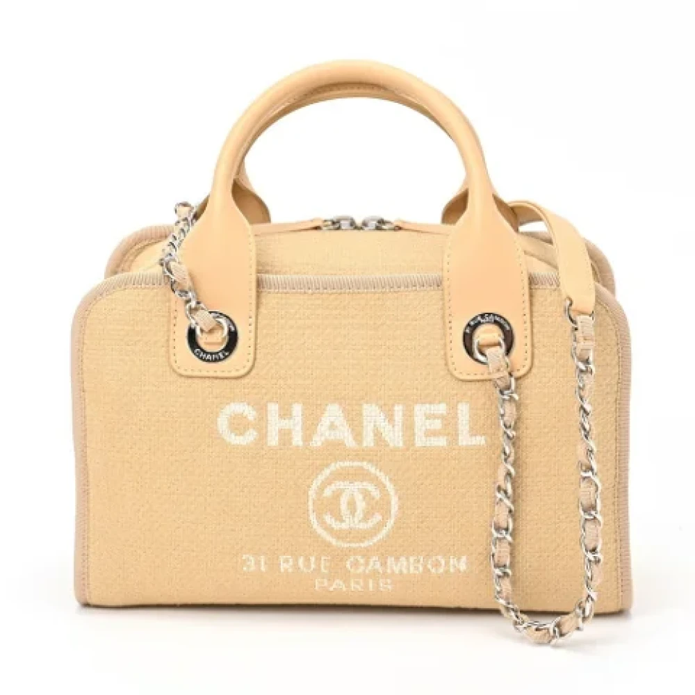 Chanel Vintage Pre-owned Canvas chanel-bags Beige Dames